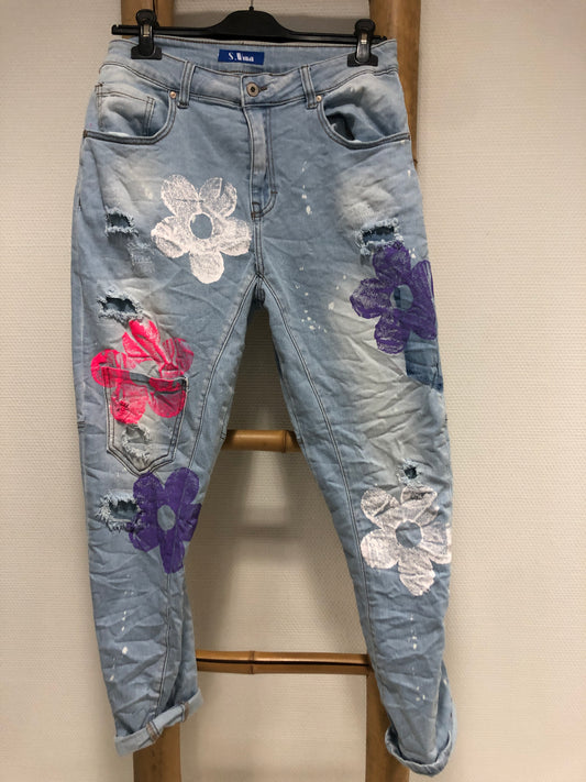 Jeans Sexy Woman Flower
