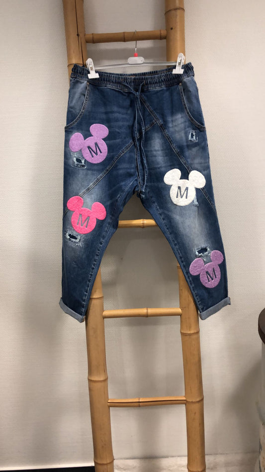 Sexy woman Jeans Mickey Pink